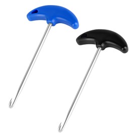 lasuroa 2pcs Skate Lace Tighteners, Anti-Slip Pointed Design Shoe Lace Tightener Long Handle Hockey Skate Tightener Tool Stainless Steel Shoe Lace Puller for Boots Shoes Ice-Skates (Blue & Black)