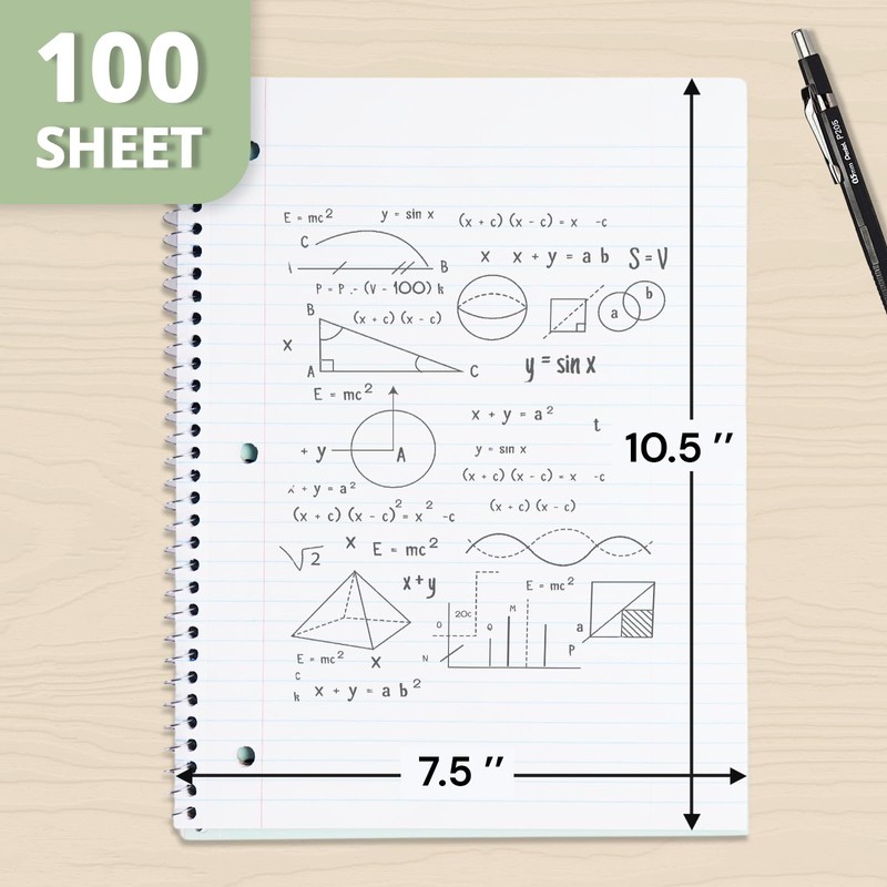 ONAVIA 1 Subject Spiral Notebook College Ruled 5 Pack, 140
