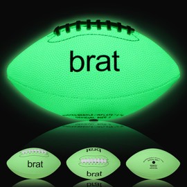 Sportfly Glow in The Dark Mini Football, Pop Brat Green, Charlie XCX, Luminous Mini Football Size 3 Excellent Gift for Sports Fans and Music Lover, Glowing PU Leather Mini Size Football (Deflated)