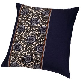 Nishikawa PG02083093 Zabuton Cover, Minisenbu, 21.7 x 23.2 inches (55 x 59 cm), Washable, Chrysanthemum Pattern, Made in Japan, Blue