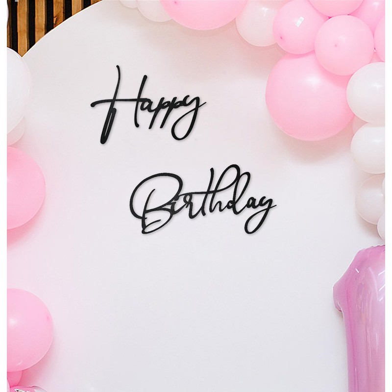 MUNILAIL Black Happy Birthday Sign for Backdrop