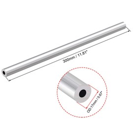TOP-VIGOR 1Pc 6063 Aluminum Round Tube, 17mm OD 8mm ID 300mm Length Seamless Aluminum Straight Tubing Metal Pipe for Industry DIY Projects