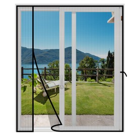 MAGZO Magnetic Screen Door, Fits 48'' x 80'' Door(Mesh Size 50'' x 81''), Reversible Left Right Side Opening, Scratch-Proof Polyester, Pet Friendly, Keep Annoying Creatures Out, Strong Magnets, Grey