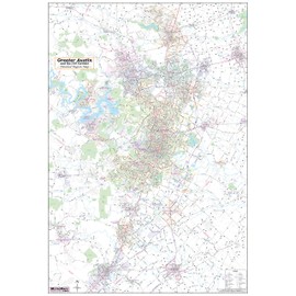 Austin Regional Area Major Arterial Wall Map 42" W x 62" H (Laminated)