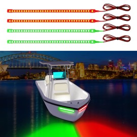 Boat Navigation Led Light Strip for Pontoon Boat,Jon Boat,Kayak,Motor,Bass Boat,Jet Ski,Boat Bow and Stern Marine Night Fishing Trailer Light Red and Green IP68 Waterproof 12v 30cm 12inch