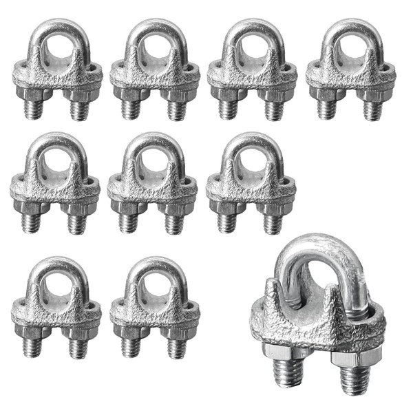 MENTBERY Wire Rope Clamp, 10PCS 1/4 Inches M6 Cable Clamps, Zinc Plated Wire clamp