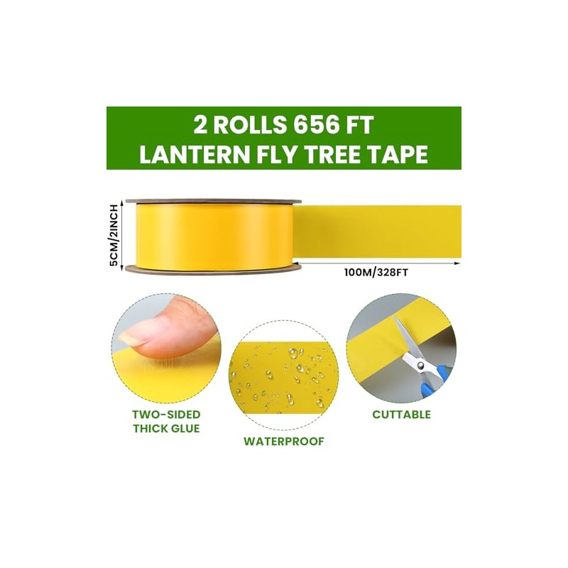 2 Rolls Double-Sided Yellow Sticky Tree Tape 2 Inch Wide