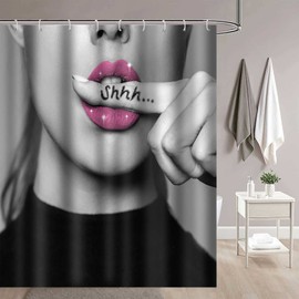 PAEOT Fashion Woman Shower Curtains Glam Girls Lip Bathroom Curtain 72x72 Inches Polyester Modern Women Funny Bath Shower Curtains Set with 12 Hooks YLZYPA8