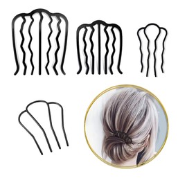 WEIPUER Pack of 4 Hair Fork Clip Vintage Hair Side Combs U Shape Teeth Alloy Colour Hairpin Stick Women Hair Styling Tool Accessories