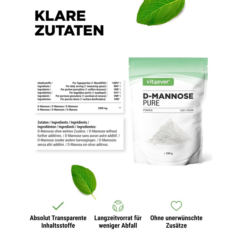 Vit4ever® D-Mannose Powder 200 g 100 Daily Servings with 2