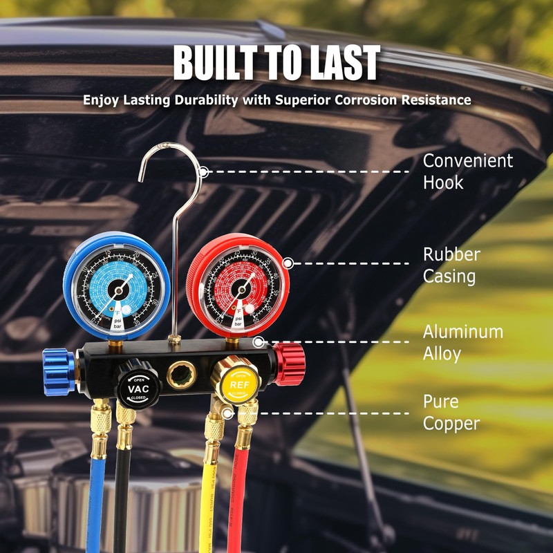 AURELIO TECH UPGRATED Version 4 Way A/C Manifold Gauge Set