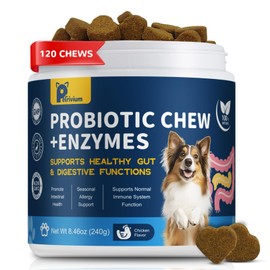Probiotics for Dogs - Dog Probiotics Chews with Digestive, Enzymes & Fiber Blend - Natural Probiotic Supplement for Dog Supports Gut Health, Diarrhea, Gas, Constipation, Itchy Skin - (120Ct, Chicken)