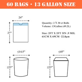 MAGO FAMILY MAGIC Tall Kitchen Drawstring Trash Bags, 13 Gallon Trash Bags, Lavender Scent, 60 Count, Recycle Tall Kitchen Garbage Bags, Heavy Duty Trash Bags 13 Gal, Odor Control & Leak Proof, White