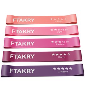 FTAKRY Resistance Bands for Working Out, Exercise Bands with 5 Resistance Levels, Natural Latex Resistance Bands Designed for Home Fitness, Strength Training and Flexibility Exercises (Berry)