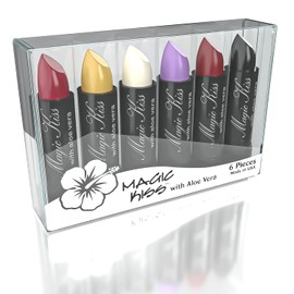 Magic Kiss Color Changing Matte 6 Piece Lipstick Set infused with Aloe Vera Made in USA (Colors of Aloha 2)