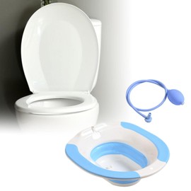 Sharplace Bidet Hip Bath Washing Bowl Cleansing Basin Anti Slip Toilet Seat Basin Foldable Sitz Bath for Lavatory Hotel Travel Restroom, Blue