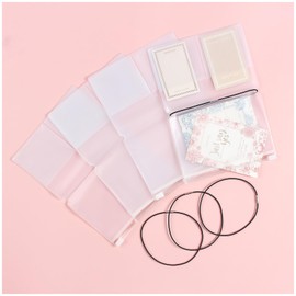 Dwpetzo Clear Zipper Pocket for Travelers Notebook, 4 Insert Passport Size Pouch Refill with 4 Elastic Bands for TN Accessories Paper Card Holder