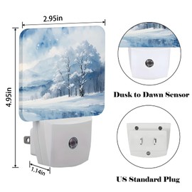 FSHVQKD Snow Forest Night Light,Plug-in Night Lights with Dusk-to-Dawn Sensor for Stairway,Hallway,Bedroom Sleep Friendly Ideal for Women/Girls/Boys Gift,0.5w