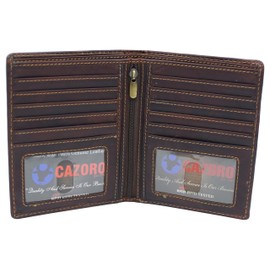 MARSHAL RFID Blocking 2 ID Bifold Hipster Credit Card Wallet Genuine Cowhide Leather (RHU Vintage Brown)