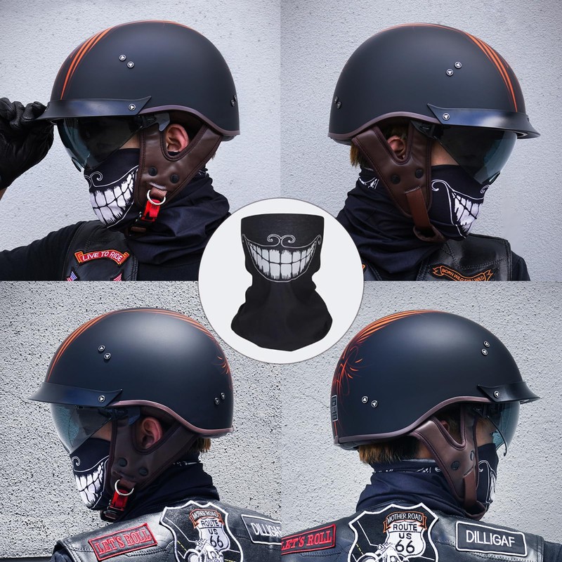 VCOROS Half Helmet Motorcycle DOT Approved Open Face Helmet F-07