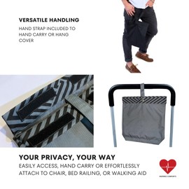 Inspired Comforts Urine Catheter Bag Cover with Snap on Pipe Cover & Hanging Strap | Easy Access | Secure & Discreet | Men & Women | 2000ml | Grey Stripe