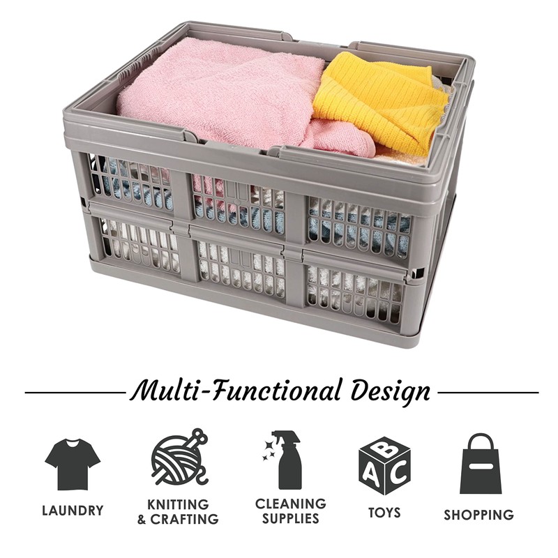 Home+Solutions 3 Piece Collapsible Basket Set - Grey Plastic Containers