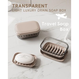 Doter Travel Soap Case, Leakproof Soap Container with Lid, Portable Bar Soap Holder for Traveling, Transparently Soap Dishes for Bathroom, Shower, Gym, School, Camping, Vacation, Outdoor