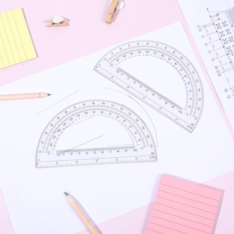 2 Pack Plastic Protractor, 6 Inch Math Protractors Clear Protractors