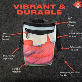 Gnarly Dood | Chalk Bag for Outdoor & Gym Rock Climbing & Bouldering | with Adjustable Waist Belt, Durable Drawstring Closure, & Zippered Pocket | Moab