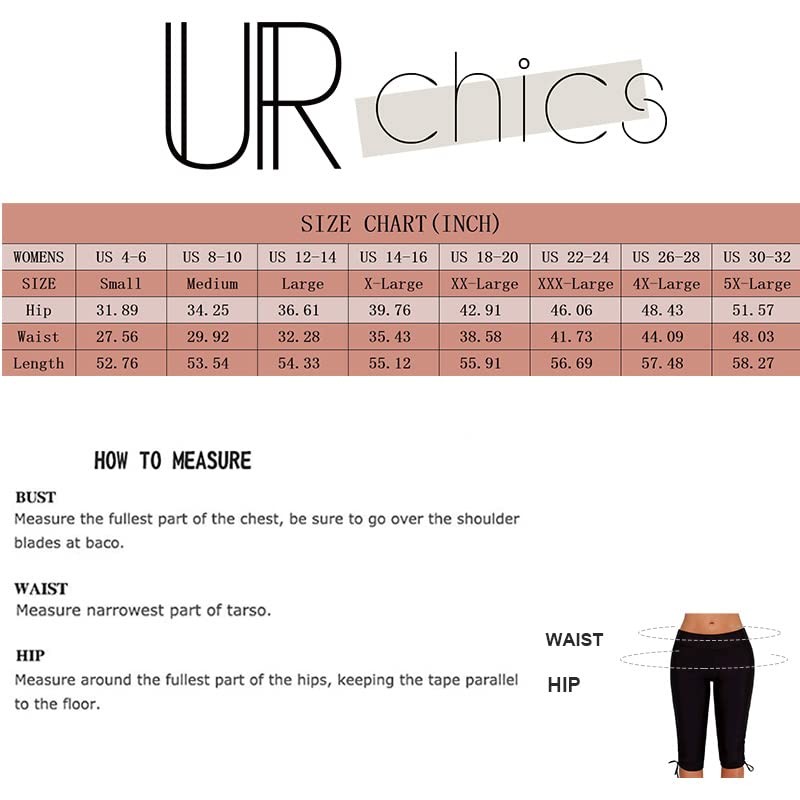 Urchics Pantalones cortos largos de natación para mujer, talla grande,