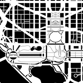 O3 Design Studio Washington D.C. Paper Cut Map Matted Black 20x20 inches Paper Art