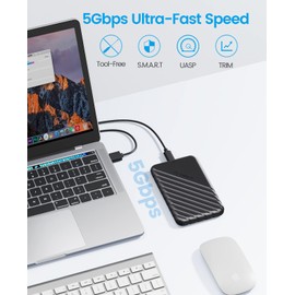 ORICO 2.5 Inch Hard Drive Enclosure USB 3.0 to SATA 5Gbps for 7-9.5mm SSD HDD External Hard Drive Disk Case Support UASP Trim Tool Free(25PW1U3),Black,2 Pack