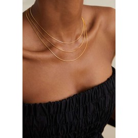 HABIKIP Gold Necklace for Women, Dainty 14k Gold Plated Layered Chain Link Stack Necklaces Sets for Women Double Non Tarnish Stacked Hypoallergenic Chunky Gold Necklace Fashion Jewelry for Women