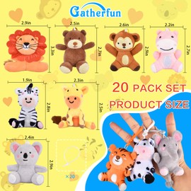 Valentine's Day Cards with Plush Keychains 20-Pack，Stress Relief Small Stuffed Animals Set，Cute Plushie Animal Toys for Kids，Valentine Exchange Cards for Students，Classroom Gifts & Party Favors