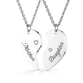 HOFOYA Mother and daughter necklaces 2 piece half heart matching charms & pendants family jewelry gifts for mom and teen daughter.