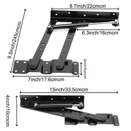 ZOENHOU 2 Pair 150N Folding Gas Hydraulic Lift Up Table Mechanism, Lift Up Top Hinge, Modern Coffee Table Lifting Frame Mechanism Hinge with Springs for Furniture Hardware Accessories with 60 Screws