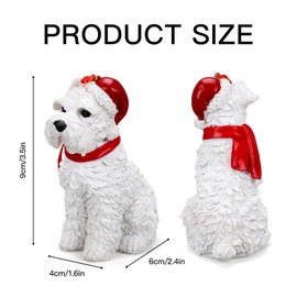 White Mini Schnauzer Christmas Ornament Holiday Dog Resin Figurine Collectible Gifts for Dog Lovers Xmas Tree Decorations, 3.5 Inch