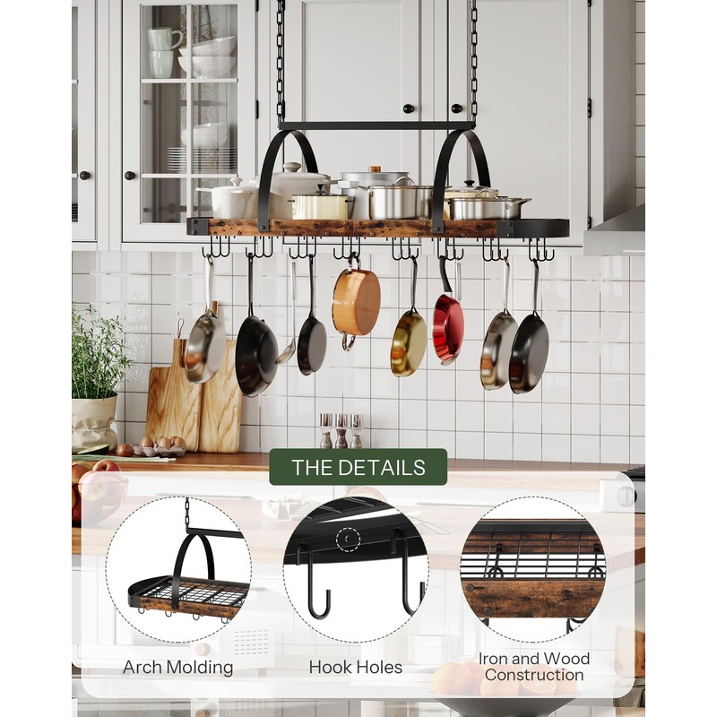 CHOEZON Hanging Pot Rack, Pot Hanger for Kitchen, Ceiling Mounted