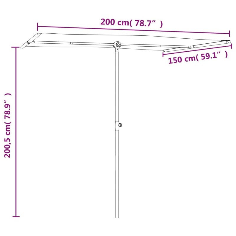 vidaXL Rectangular Outdoor Parasol with Aluminum Pole - Anthracite Fabric