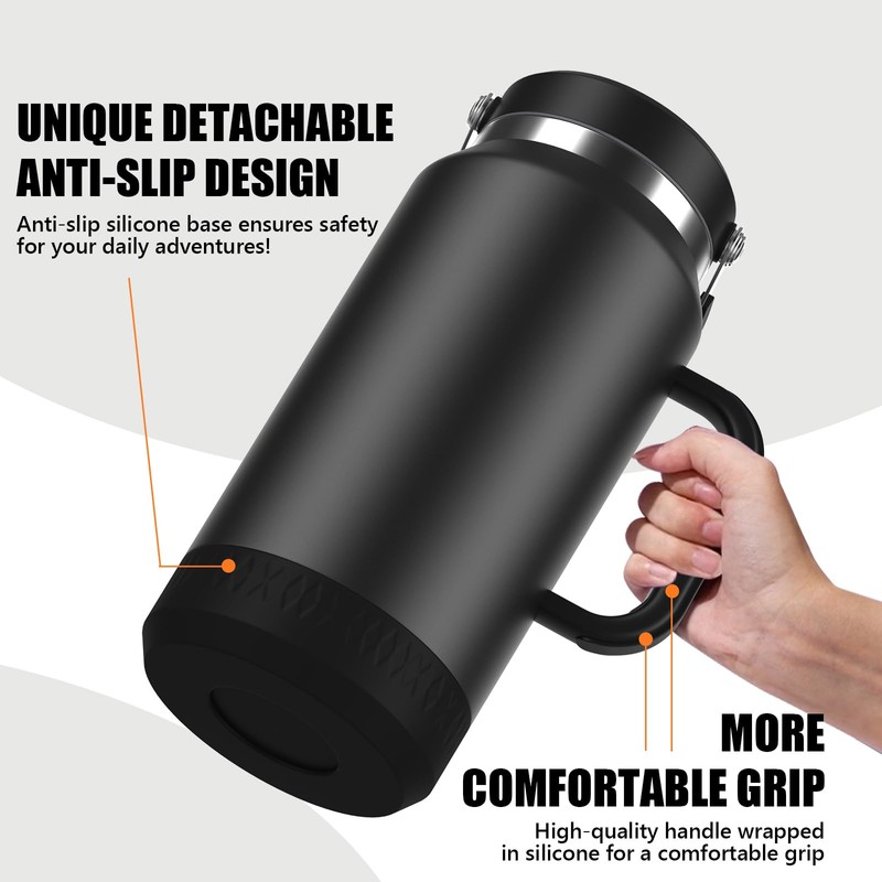Cafezi Half Gallon Insulated Water Jug, Stainless Steel with Flip