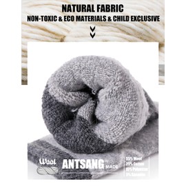 ANTSANG Kids Merino Wool Hiking Socks Toddlers Boys Girls Winter Warm Thick Thermal Crew Boot Heavy Cozy Snow Cabin Gift Snowboarding Socks 6 Pairs for Childs (Cat 01,4-7 Y)