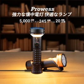 Olight Prowess Flashlight, LED Flashlight, Powerful, High Brightness, Bi-directional Lighting, 5,000 Lumens, Charging, Waterproof, Disaster Prevention, Work, Power Outage Countermeasure, Emergency