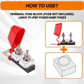 BUSSALIX TFB2AS Terminal Fuse Block for Multiple Batteries RV Vehicles Double Stud M6 (1/4") 58V DC Max Durable PPS Base PVC Cap Stainless Steel