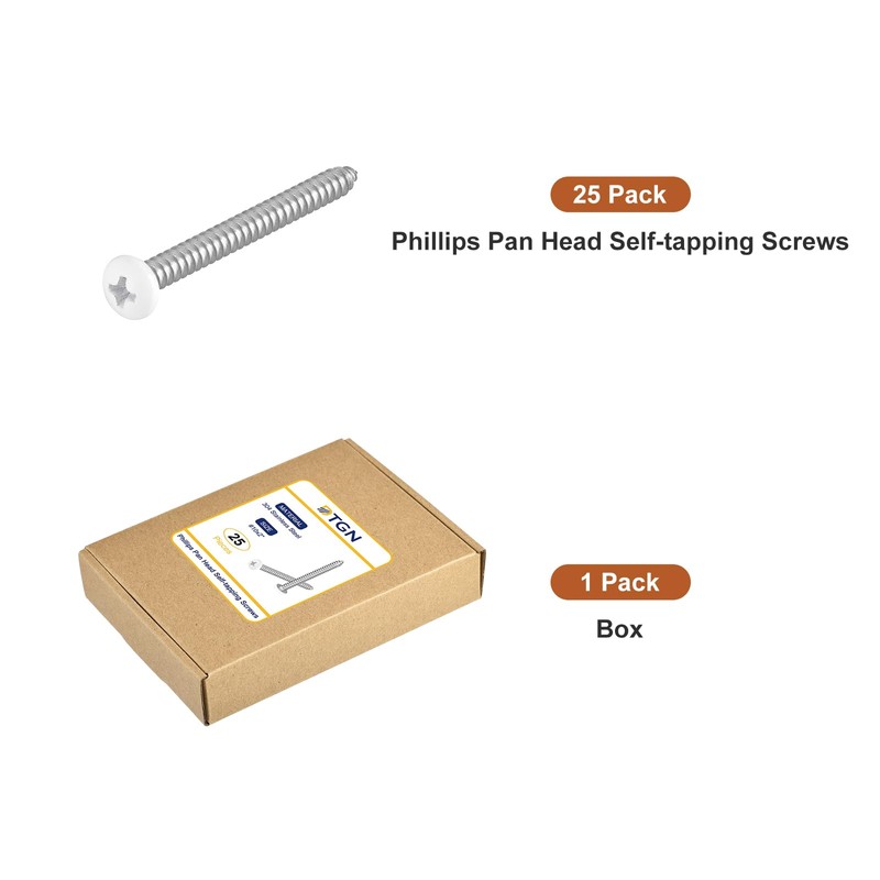 DTGN #10x2" White Screws - 25Pack - 304 Stainless Steel