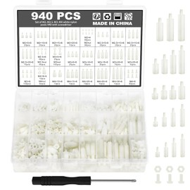 WiMas 940PCS Nylon Hex Standoff Spacer Screw Nut Threaded Pillar Standoff Screws Assorted Assortment Set M2 M2.5 M3 M4 for DIY PCB Board Motherboard Mounting (White)
