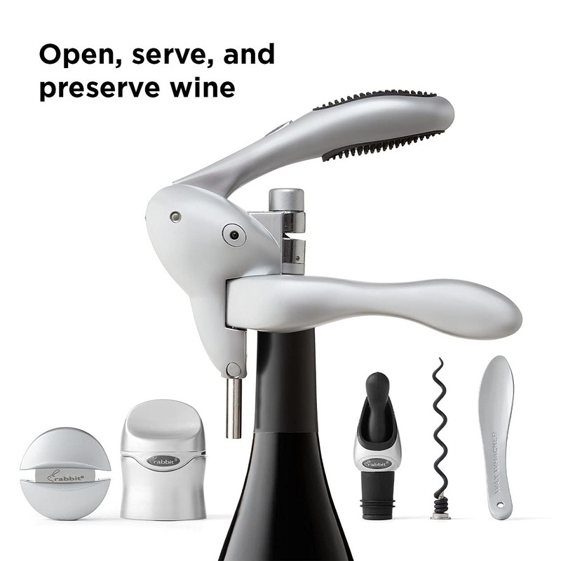 Rabbit Wine Tool Kit (Silver), 6 Piece Set