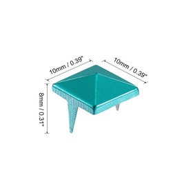 QUARKZMAN Pack of 50 Square Pyramid Studs, 10 mm Four-Claw Studs Spikes, Copper Punk Rock Nail Head Spots for Clothing, Bag, Leather, Shoes (Blue)