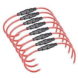 Guuzi 8pcs 5 × 20 mm 32V 20A AGC Fuse Holder Inline Screw Type with 16 AWG Wire