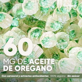 Health Hack Aceite de Orégano en Gomitas, 60 mg con 80% Carvacrol, Reforzado con Extracto de Granada y Uva, Sabor Manzana, Suplemento Botánico Vegano 