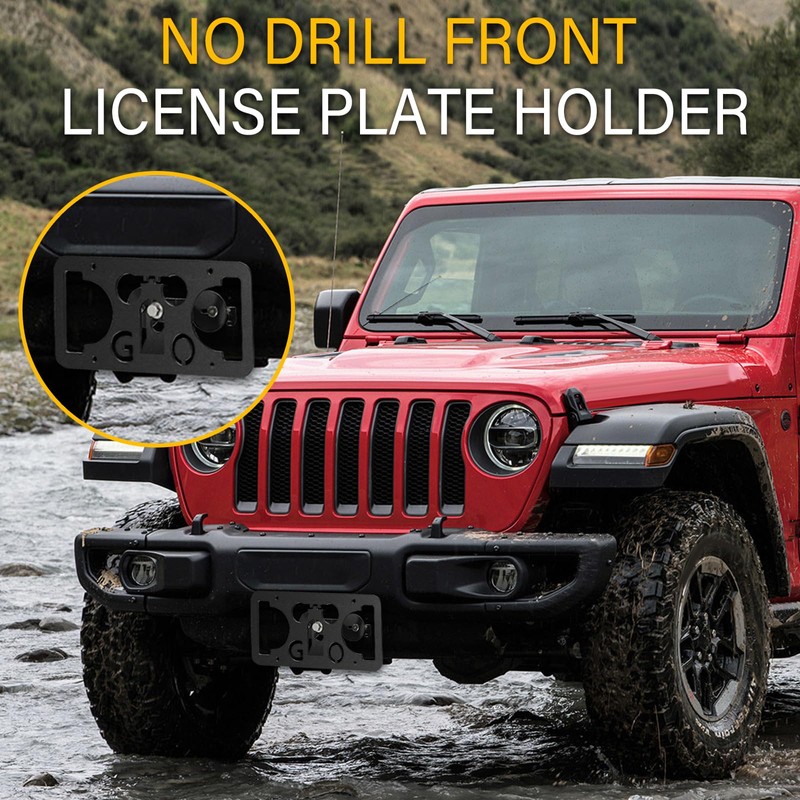 No Drill License Plate Holder Compatible with Jeep Cherokee 2014-2023